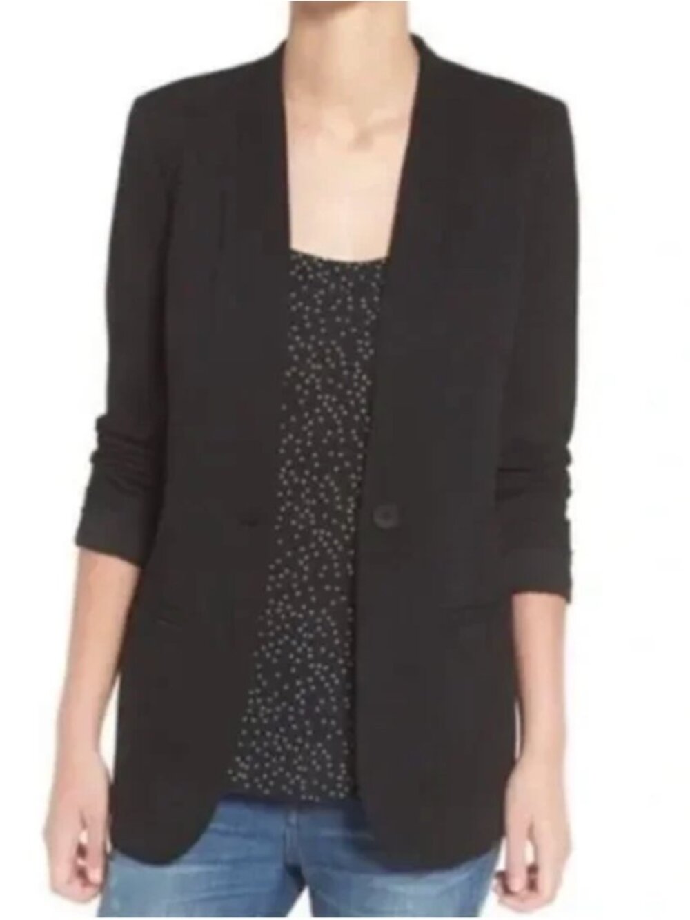 Madewell Black Single-Button Open-Front Blazer